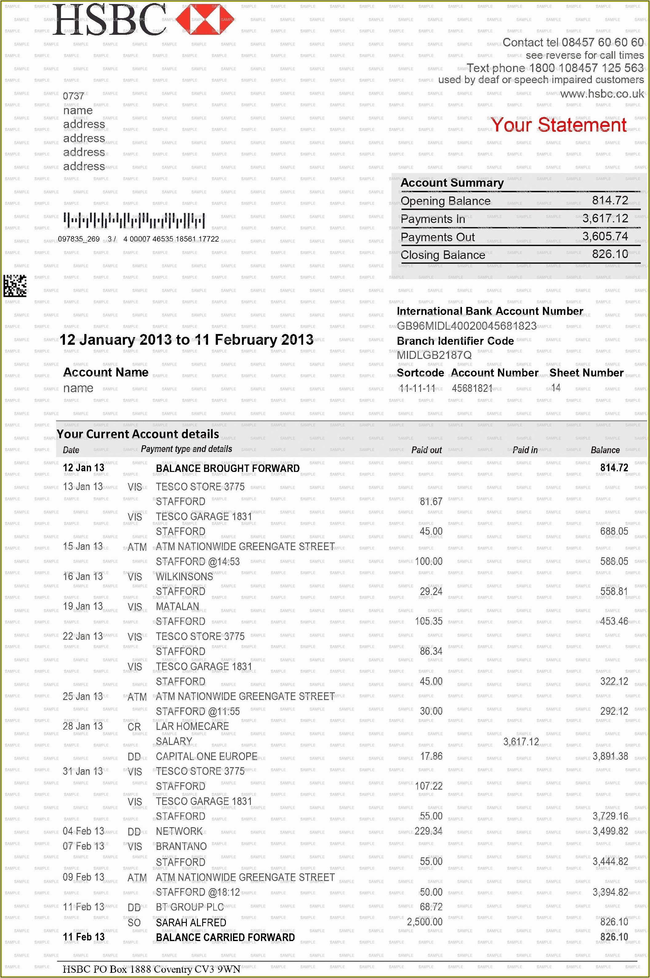 Create Fake Bank Statement Template Suntrust Gasecastle