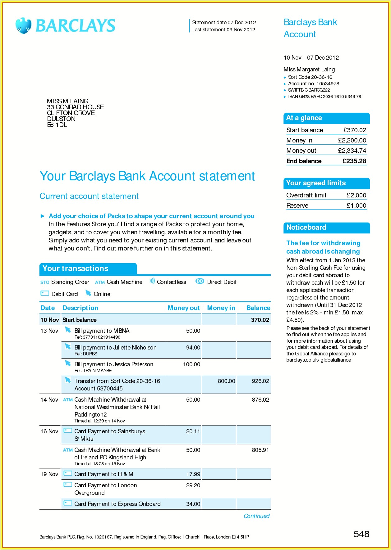 fake bank of america statement template forms free