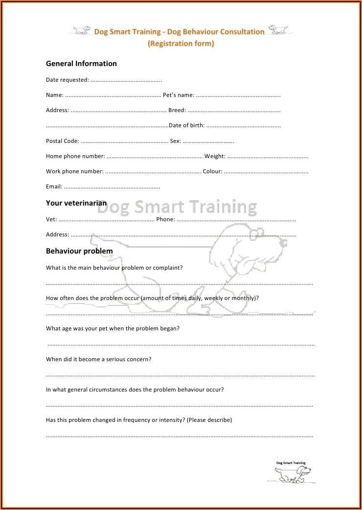 Printable Pet Registration Form Template Printable Forms Free Online