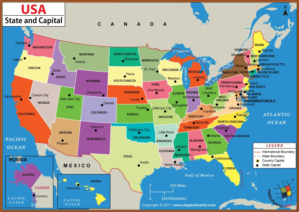 Us States And Capitals Map United States Map Us State Map