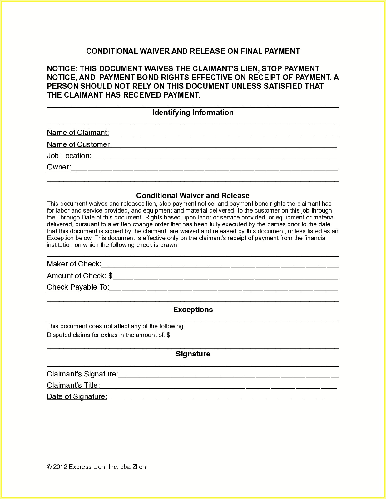 Bill Of Sale Form Colorado Lien Waiver Templates Fillable Amp Printable 