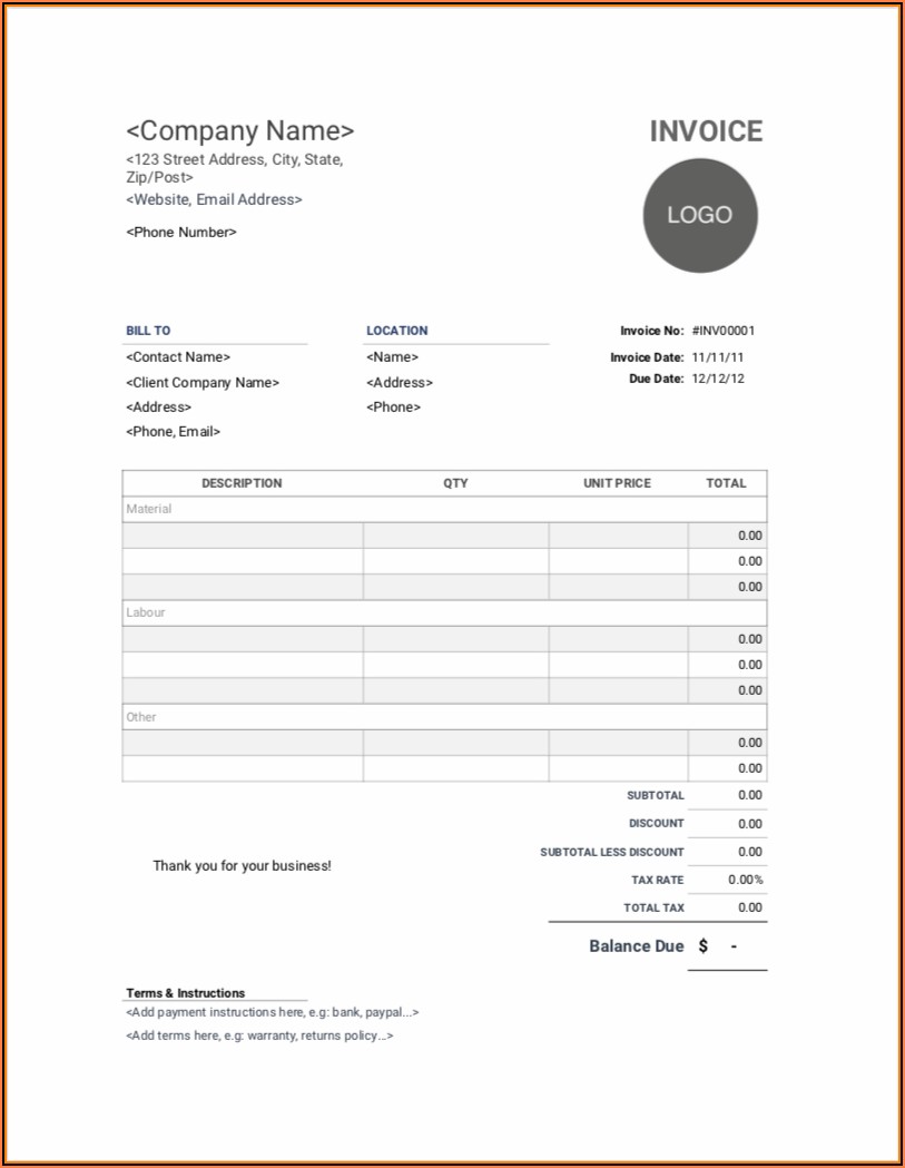 Invoice Template 1099 Contractor