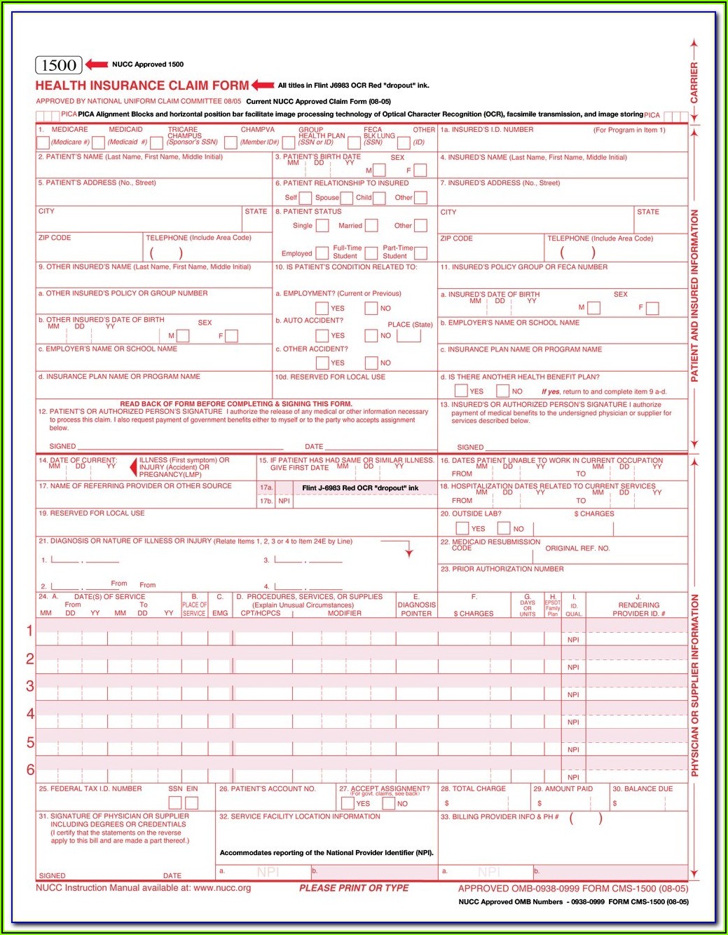 1500 Claim Form PDF Fillable