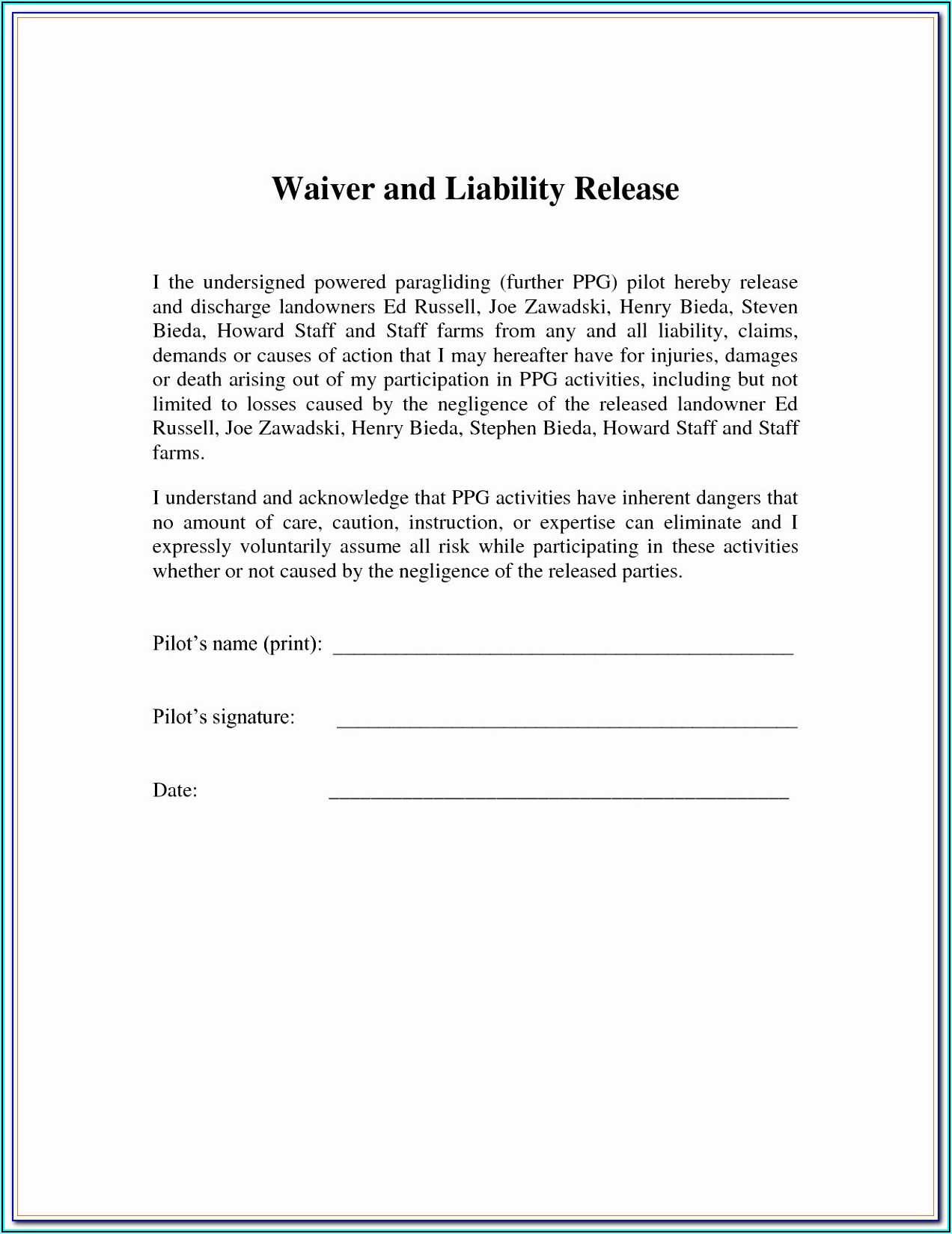Covid 19 Waiver Of Liability Form Template Form : Resume Examples #