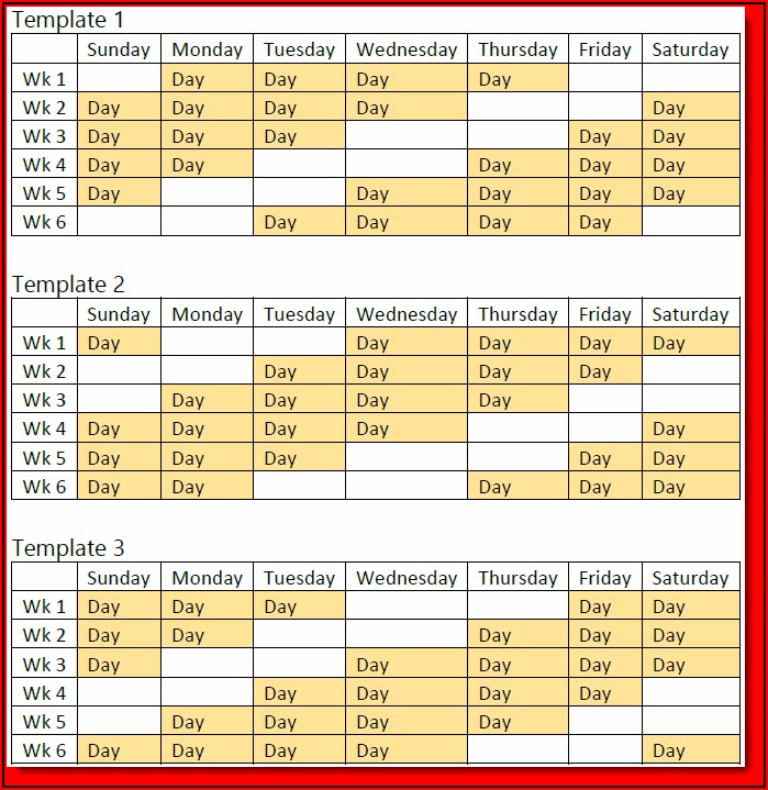 4 Day 10 Hour Work Schedule Template 