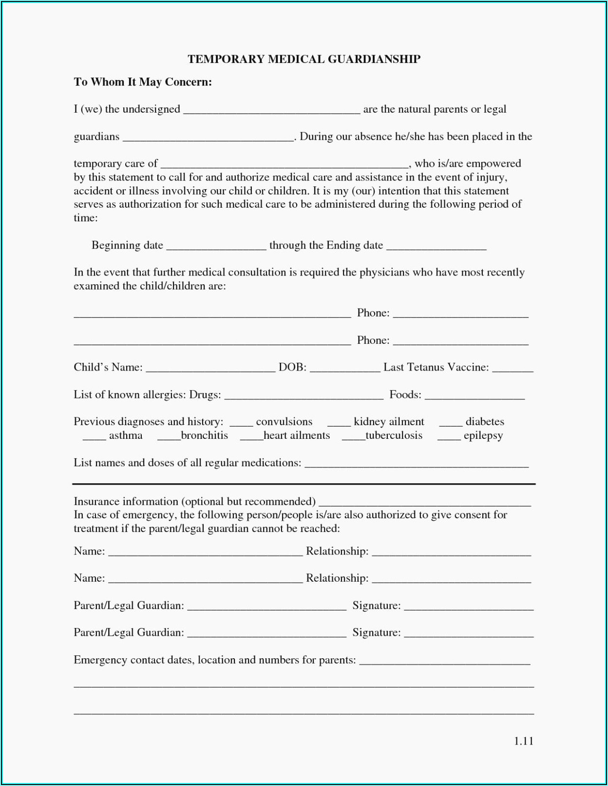 Free Temporary Custody Form Texas Form Resume Examples BpV5W4e891
