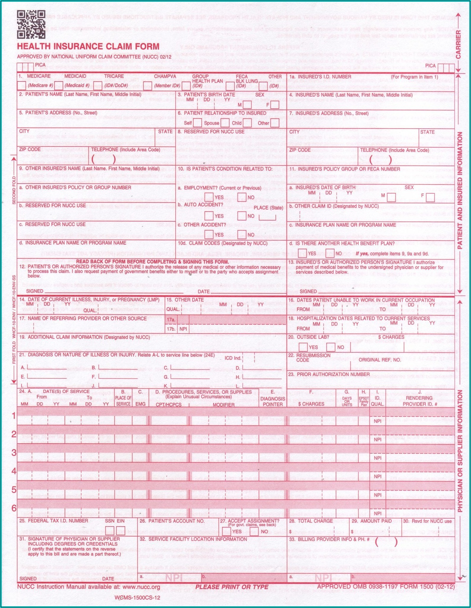 Cms 1500 Claim Form Fillable Download Free Form Resume Examples 