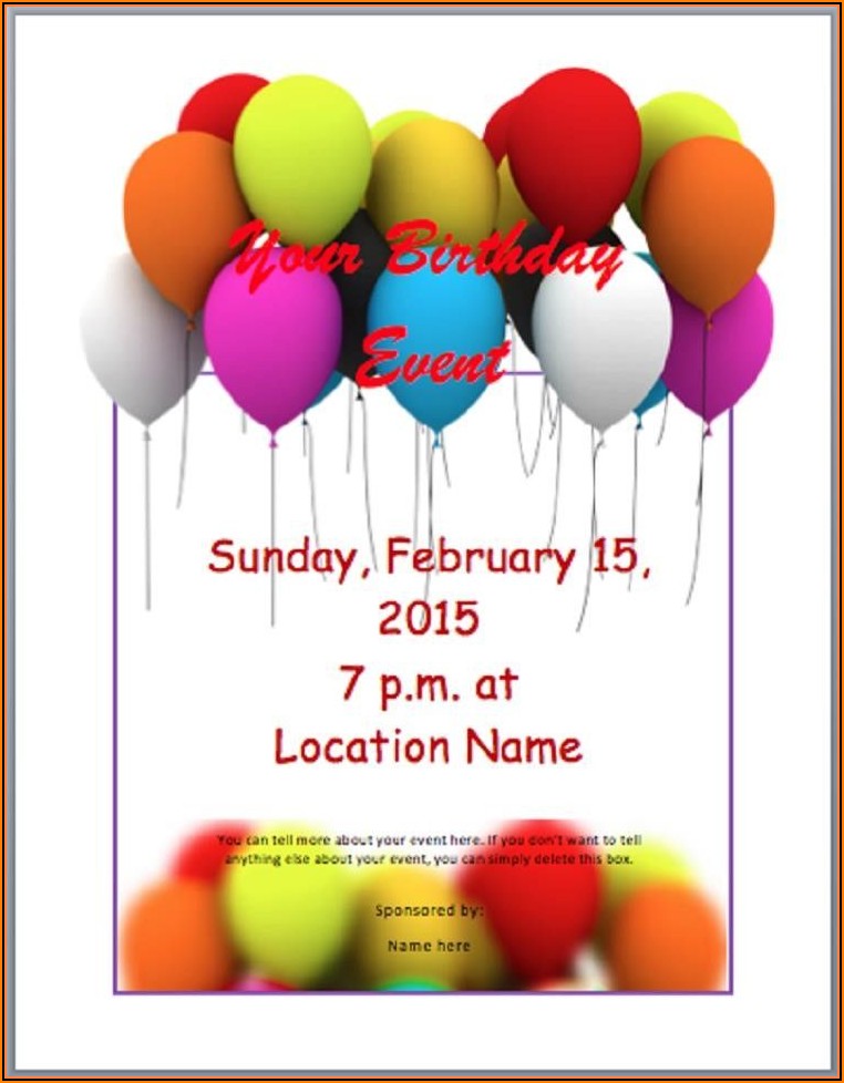 Birthday Party Invitation Template Word Invitations Resume Examples 