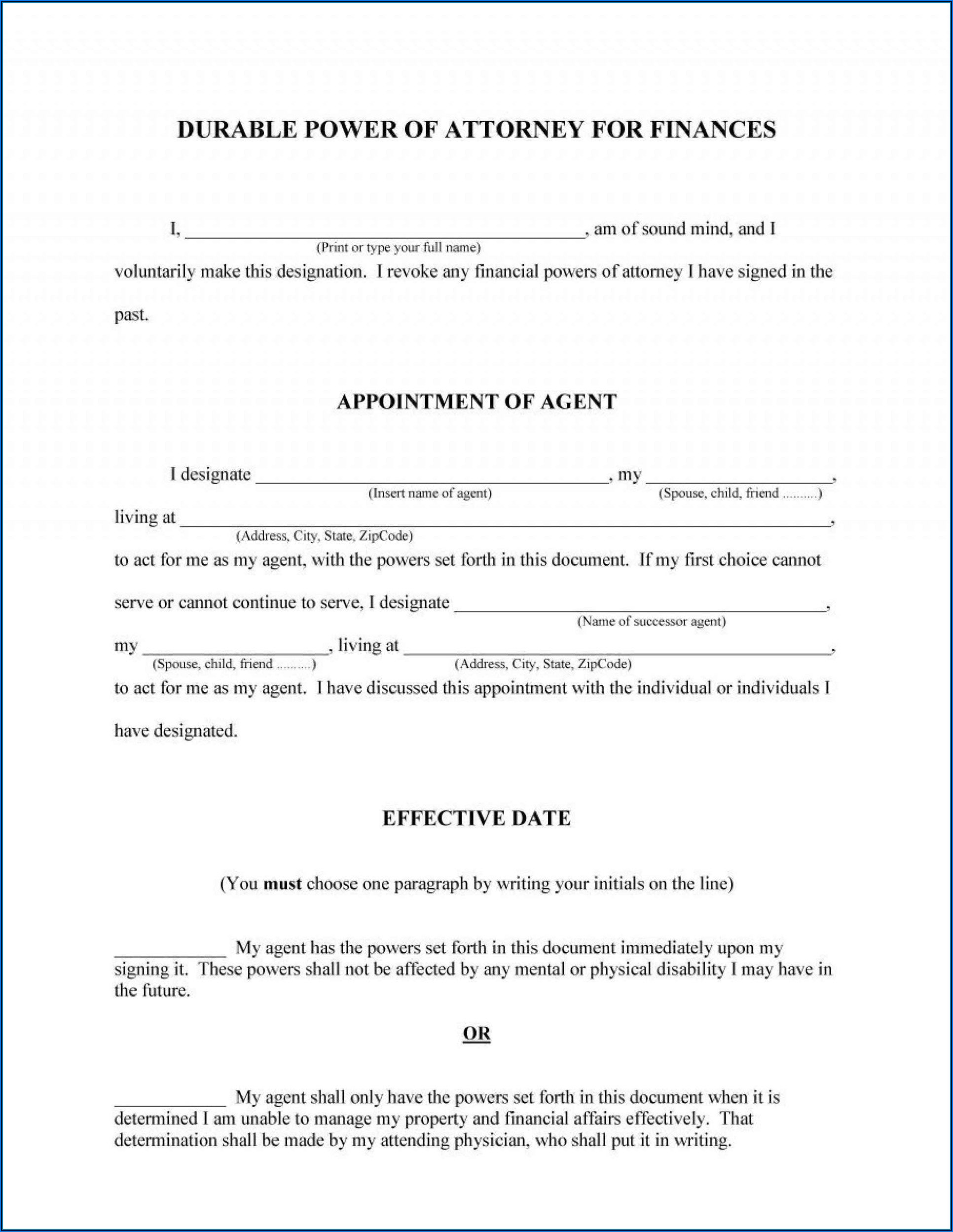 Free Blank Printable Medical Power Of Attorney Forms Texas Form 