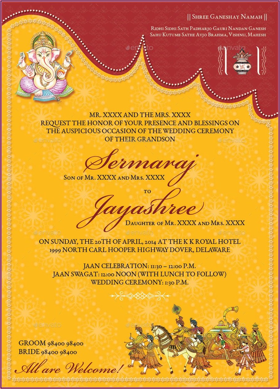 Editable Marriage Invitation Card Format In English Best Design Idea