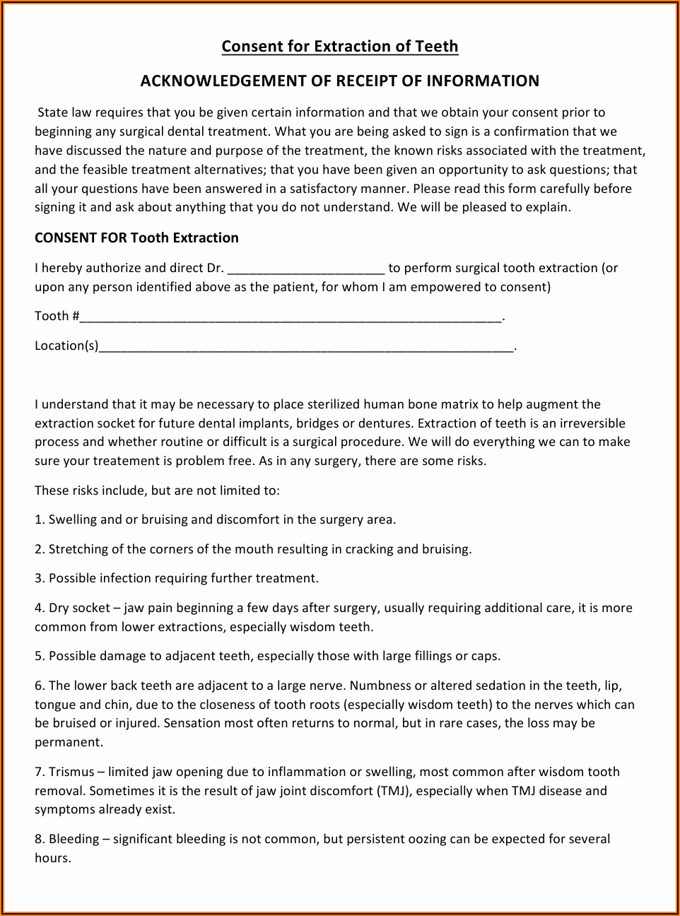 Implant Consent Form Template