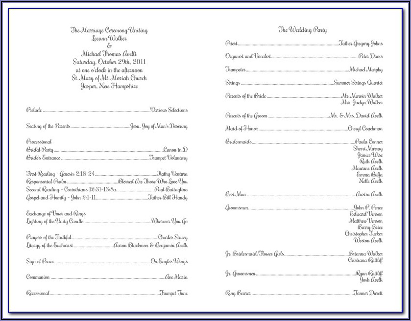 Wedding Ceremony Program Templates Free Template 1 Resume Examples 