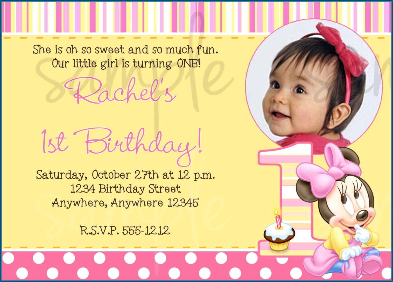  1st Birthday Invitation Message Samples For Baby Girl Invitations 