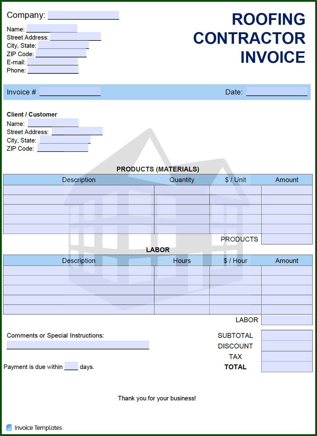 Roofing Invoice Sample Template 2 Resume Examples goVLdmZNVv