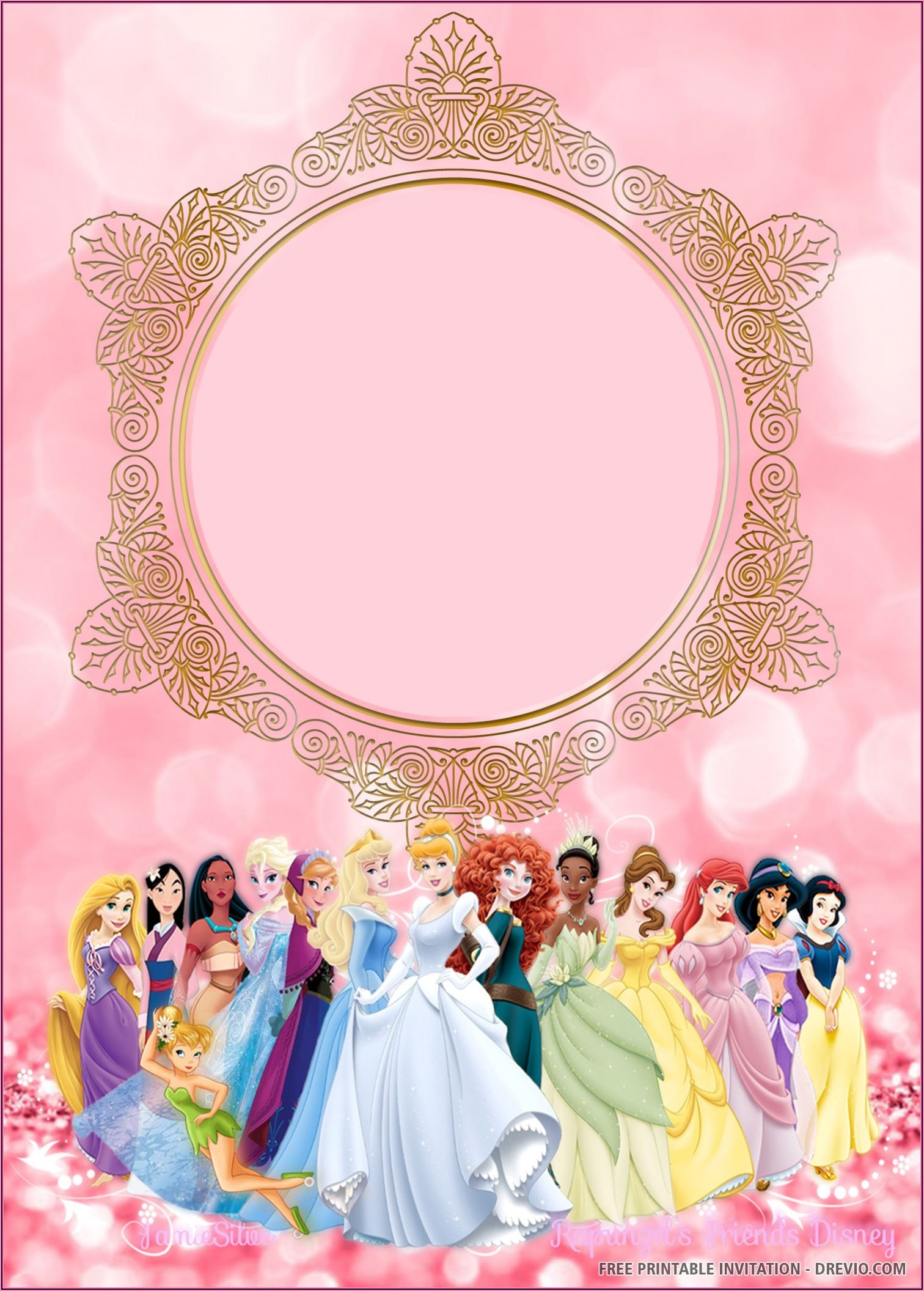 Free Printable Disney Princess Birthday Invitation Templates ...