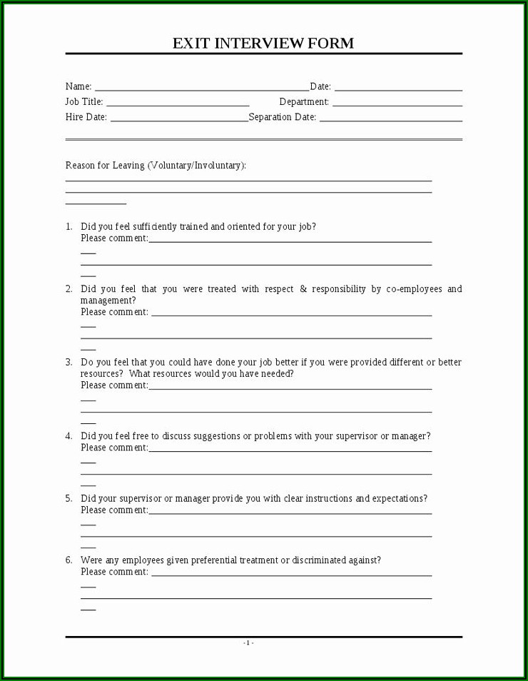 Employee Exit Interview Form - Template 2 : Resume Examples #P32E53wb2J